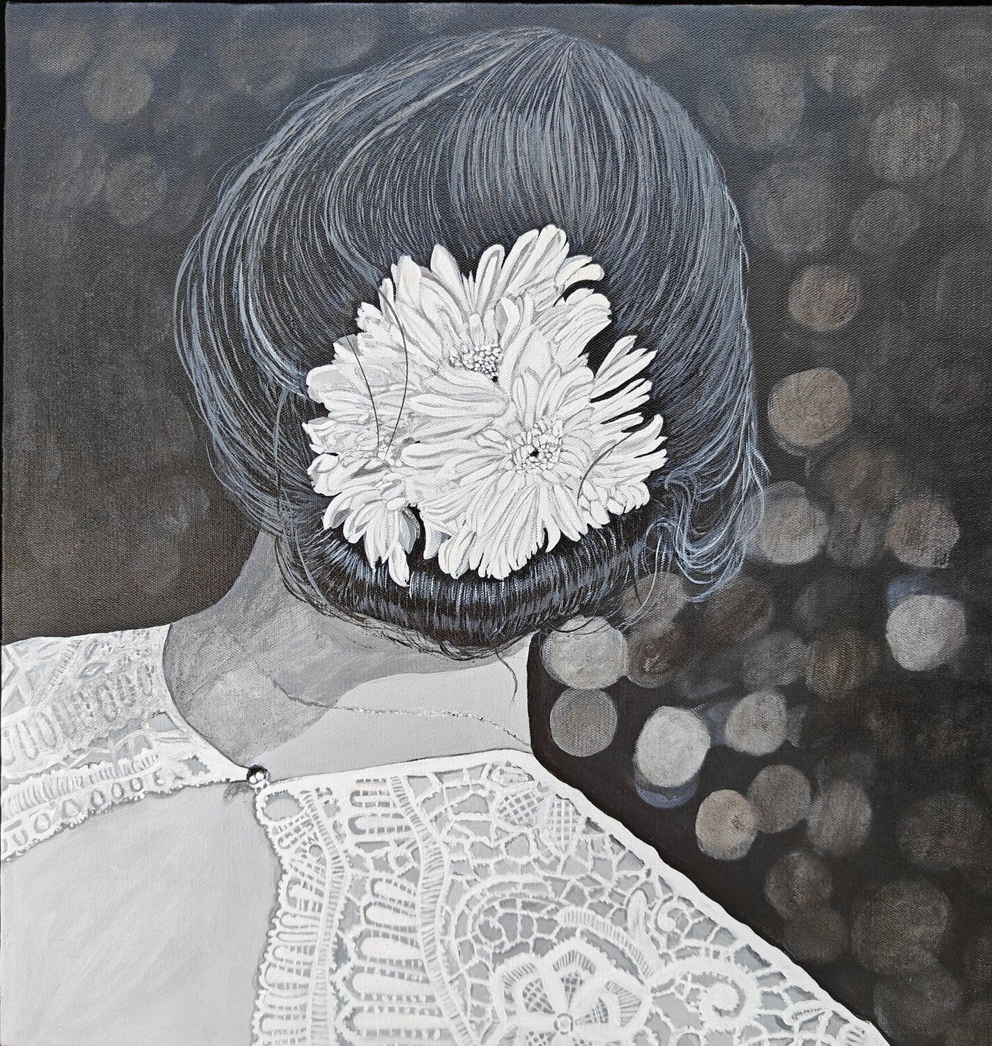 Women and Flowers series - 2 Shaiba Rajesh Original painting for sale