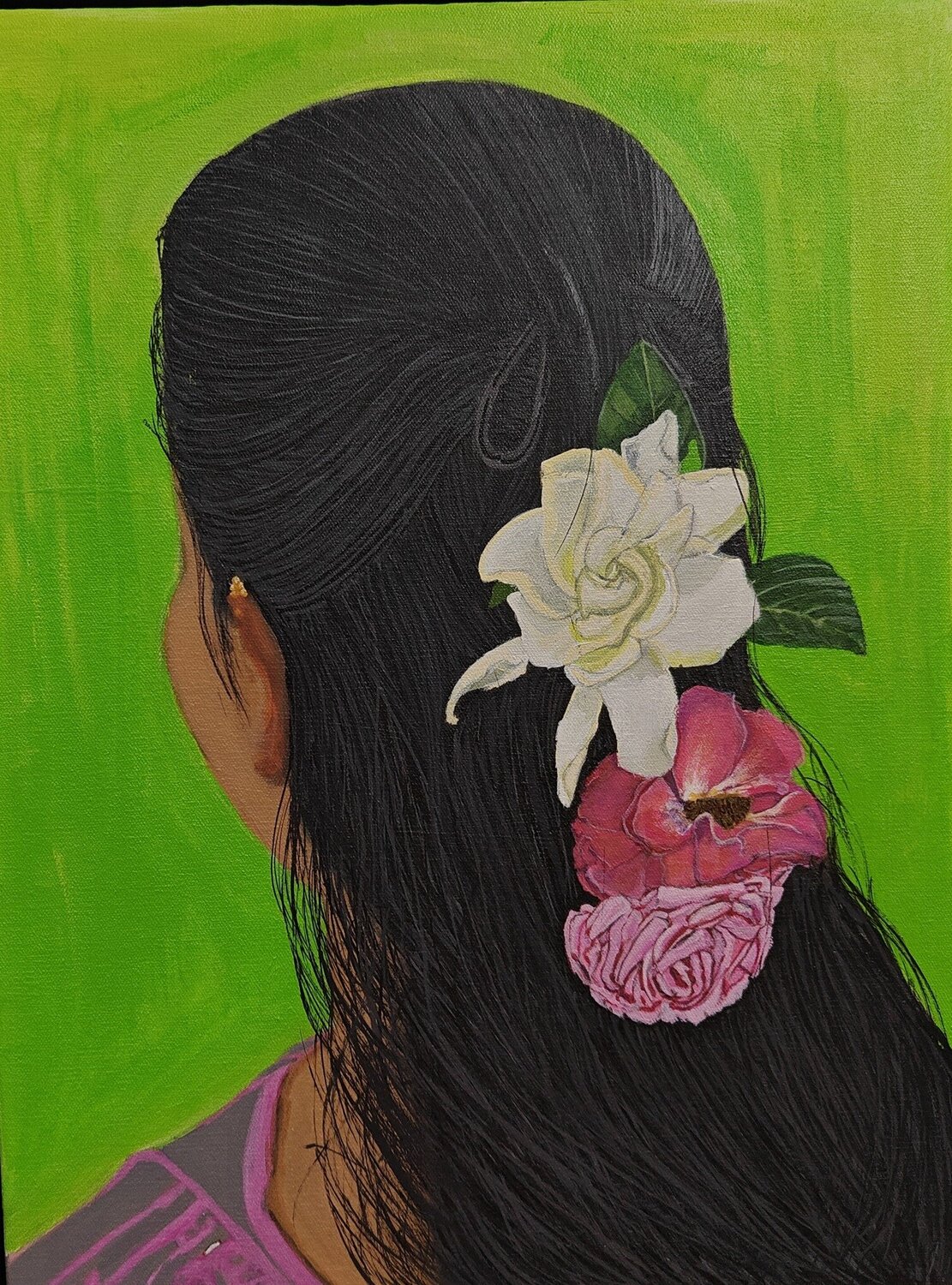 Women and Flowers series - 5 Shaiba Rajesh Original painting for sale