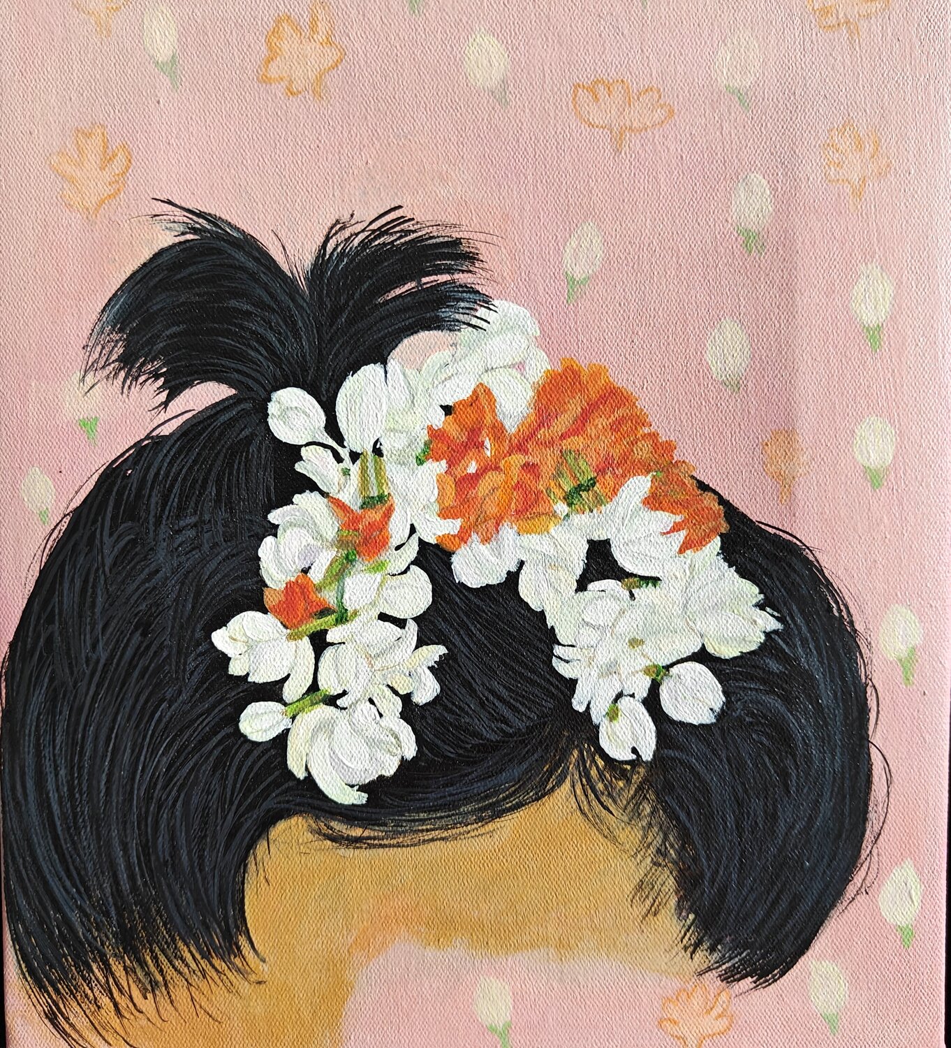 Women and Flowers series - 8 Shaiba Rajesh Original painting for sale