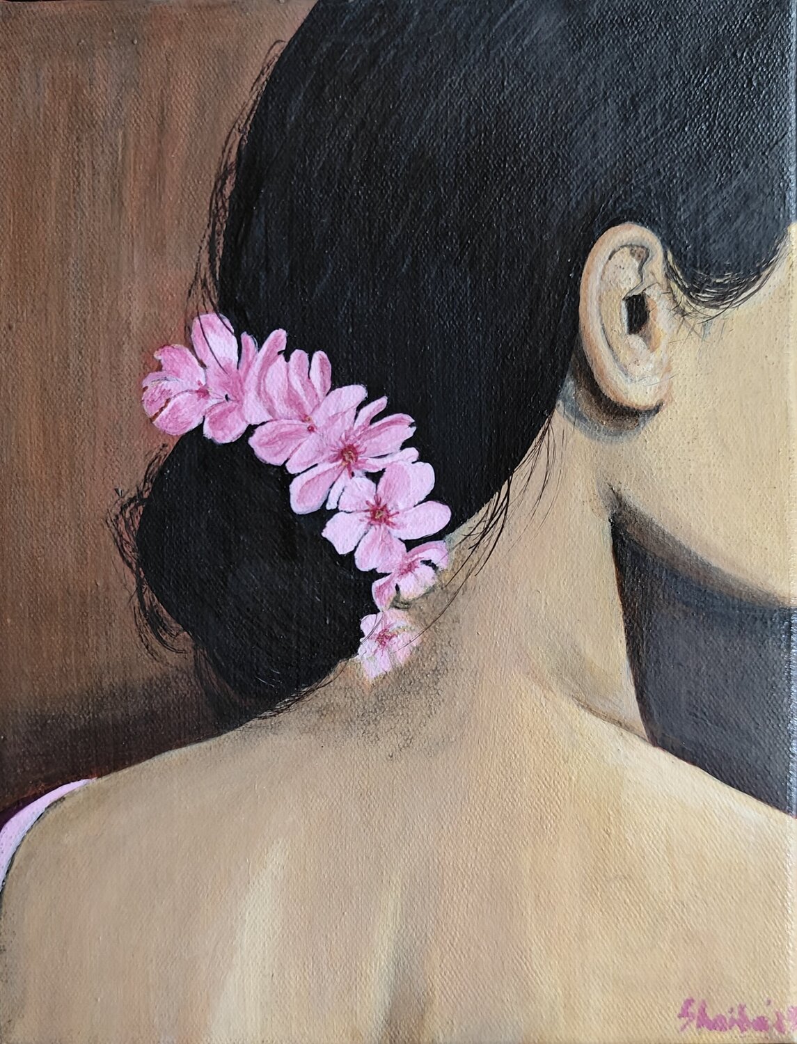 Women and Flowers series - 11 Shaiba Rajesh Original painting for sale