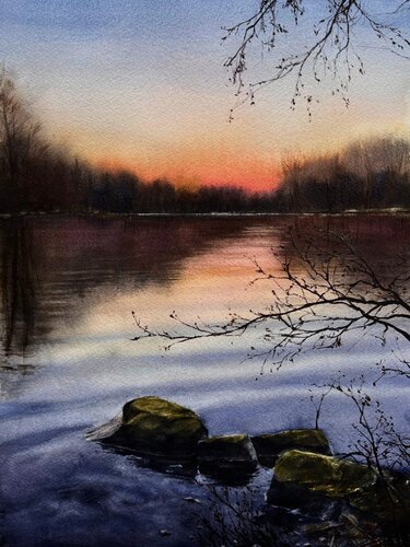 Evening Stillness by Annett Coumont, Painting for Sale on Select