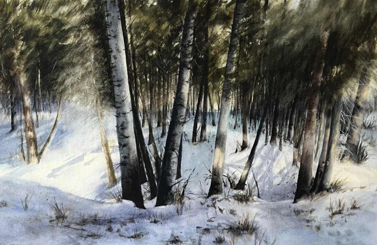 Bäume im Schnee Annett Coumont Original painting for sale