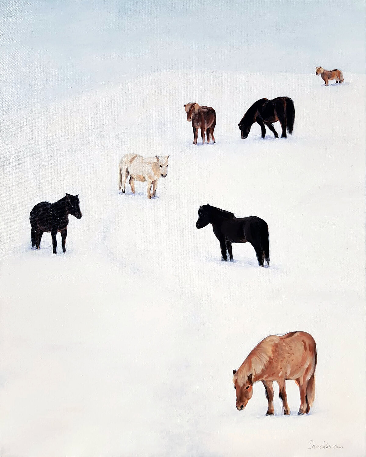 In the Winter Field Daria Startseva Original painting for sale