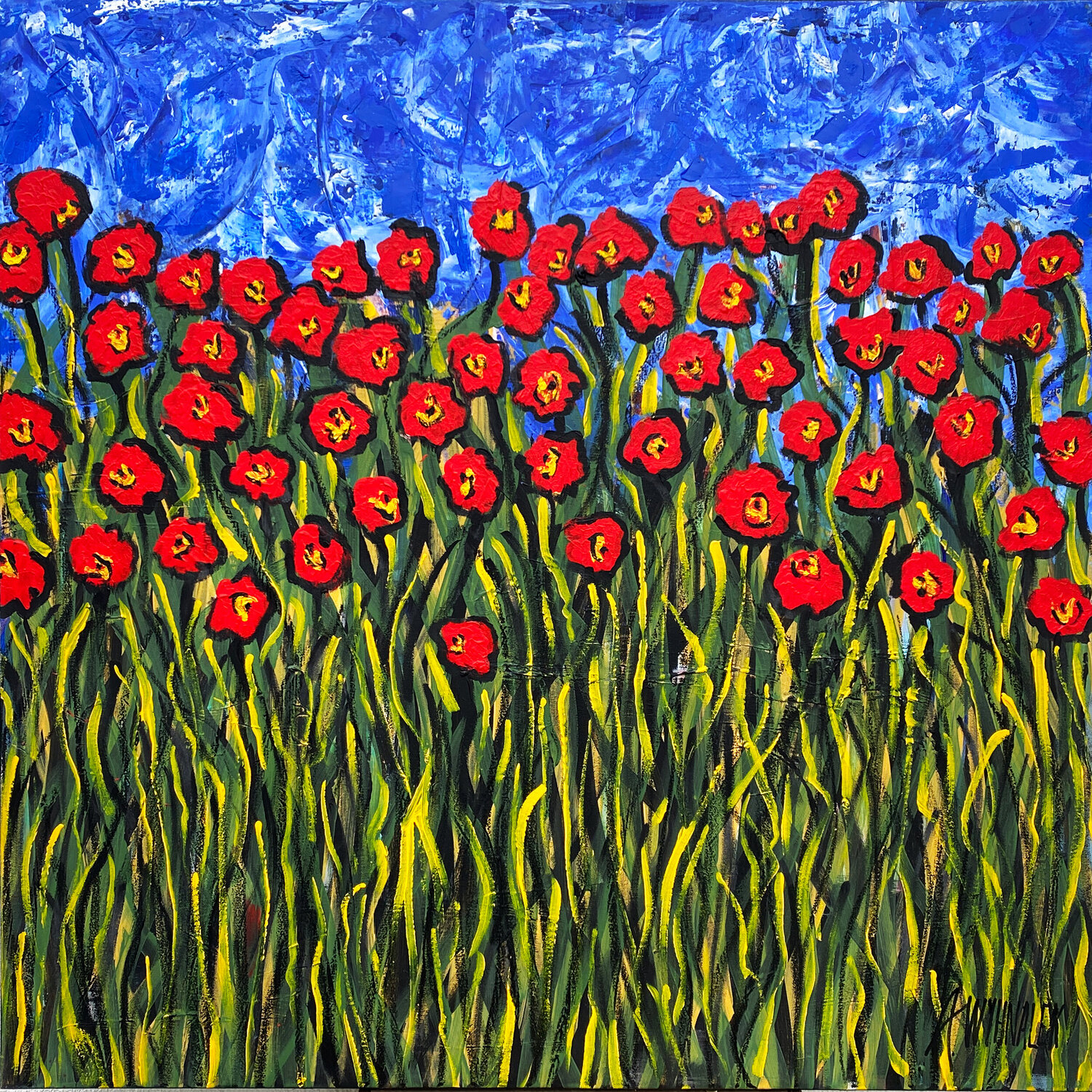 Champ de coquelicots Alexander Wyhnalek Original painting for sale