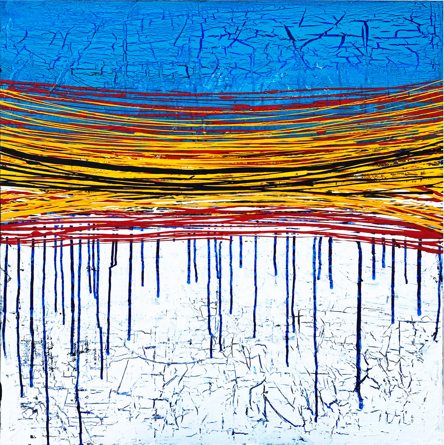 Turquoise et blanc Alexander Wyhnalek Original painting for sale