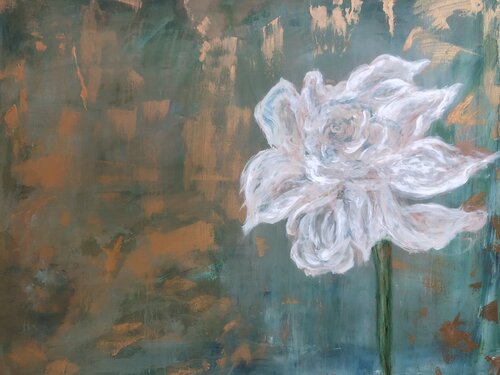 Flowers •Copper Rose• by Margitta Mikus, Painting for Sale on Select