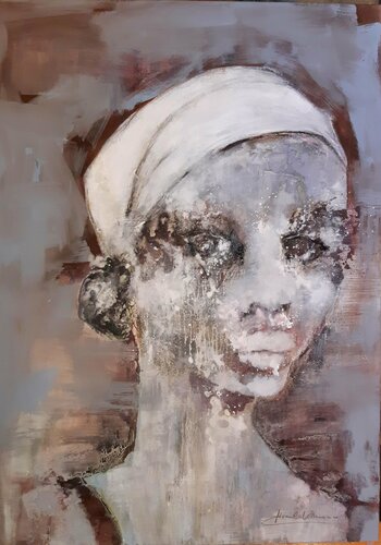 Face #106 - two colors black by Monika Lehmann, Painting for Sale on Select