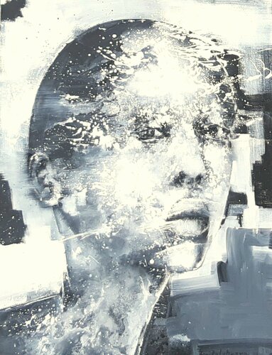 Face #121 - Black and White by Monika Lehmann, Painting for Sale on Select