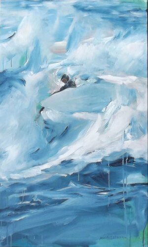 Surfe on a wave -  Wasser,Wellen,Sport by Monika Lehmann, Painting for Sale on Select