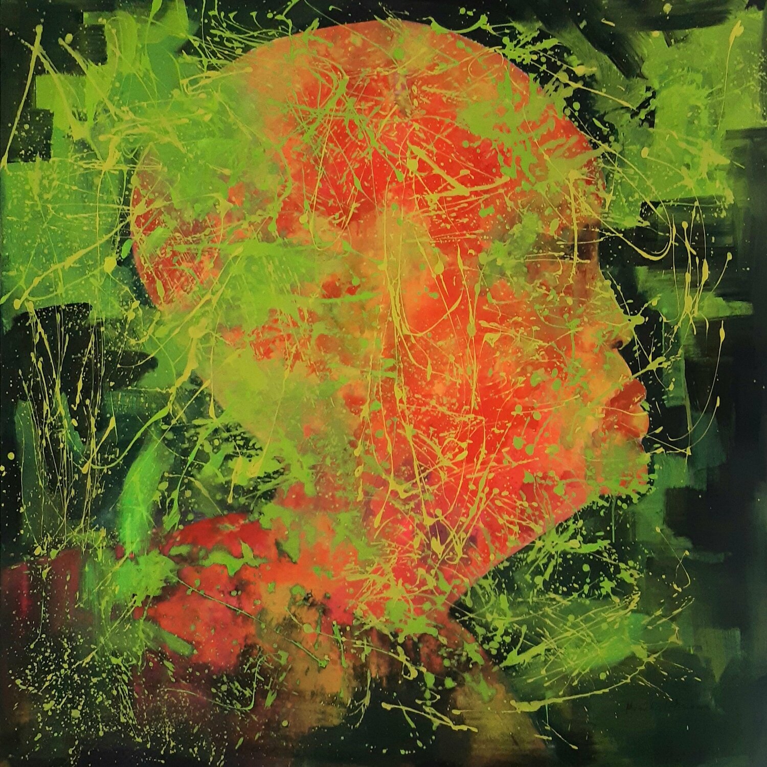 Face #113 - music in my mind- series power of color Monika Lehmann Original painting for sale