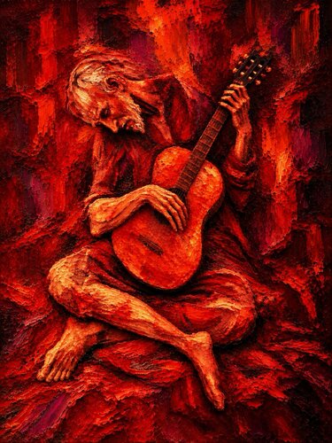 Eikon Le vieux guitariste — Resonance Picasso by TypoChromic™ — JozeXart, Painting for Sale on Select