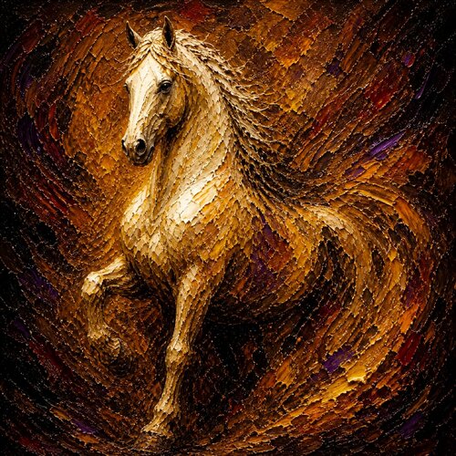 🐎 Aurum Equus I — L’Arrêt Royal by José VINCENT — JozeXart, Painting for Sale on Select