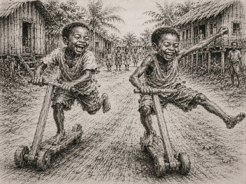 Nos moteurs étaient en bois by José VINCENT — JozeXart, Drawing for Sale on Select