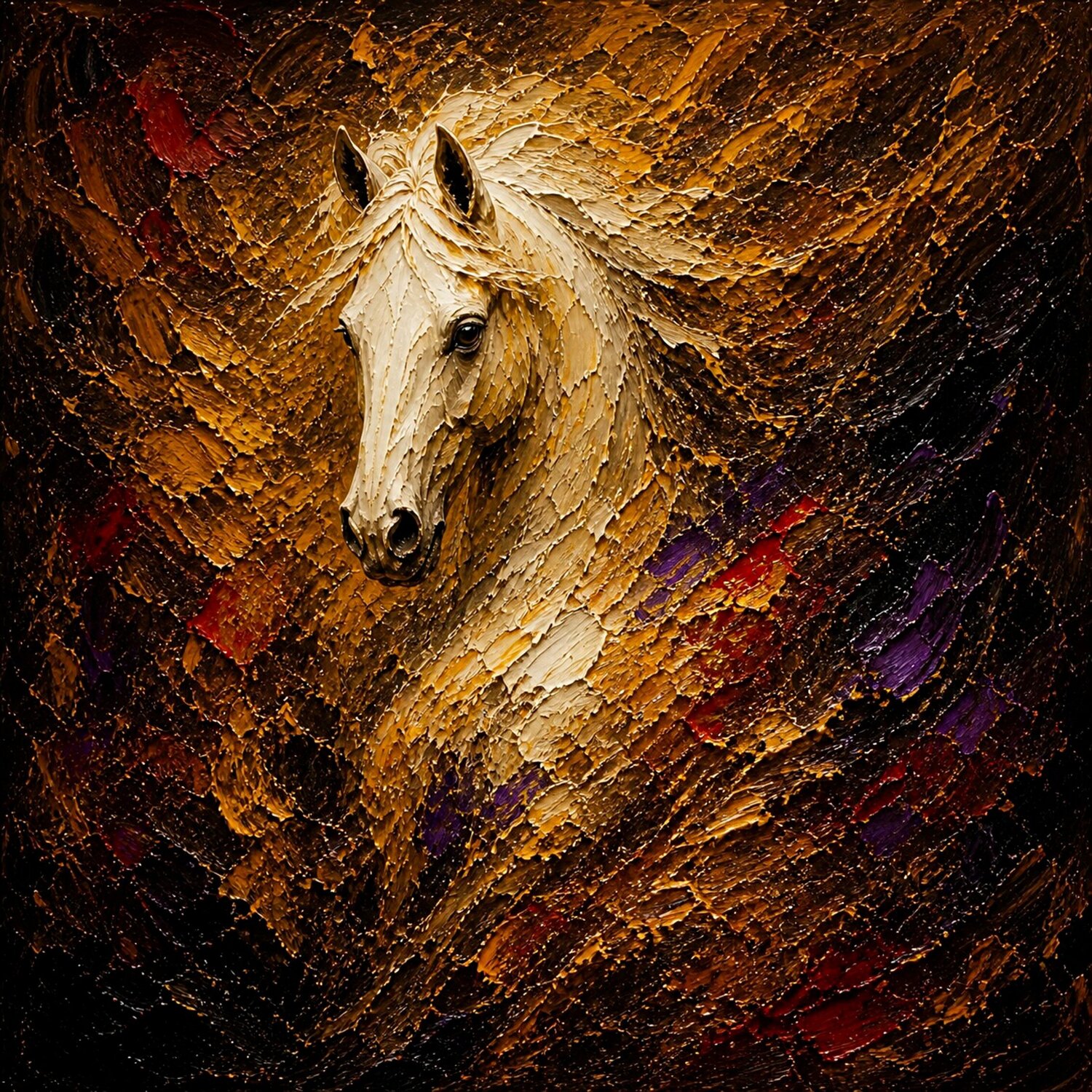 🐎 Aurum Equus II — Émergence José VINCENT — JozeXart Original painting for sale