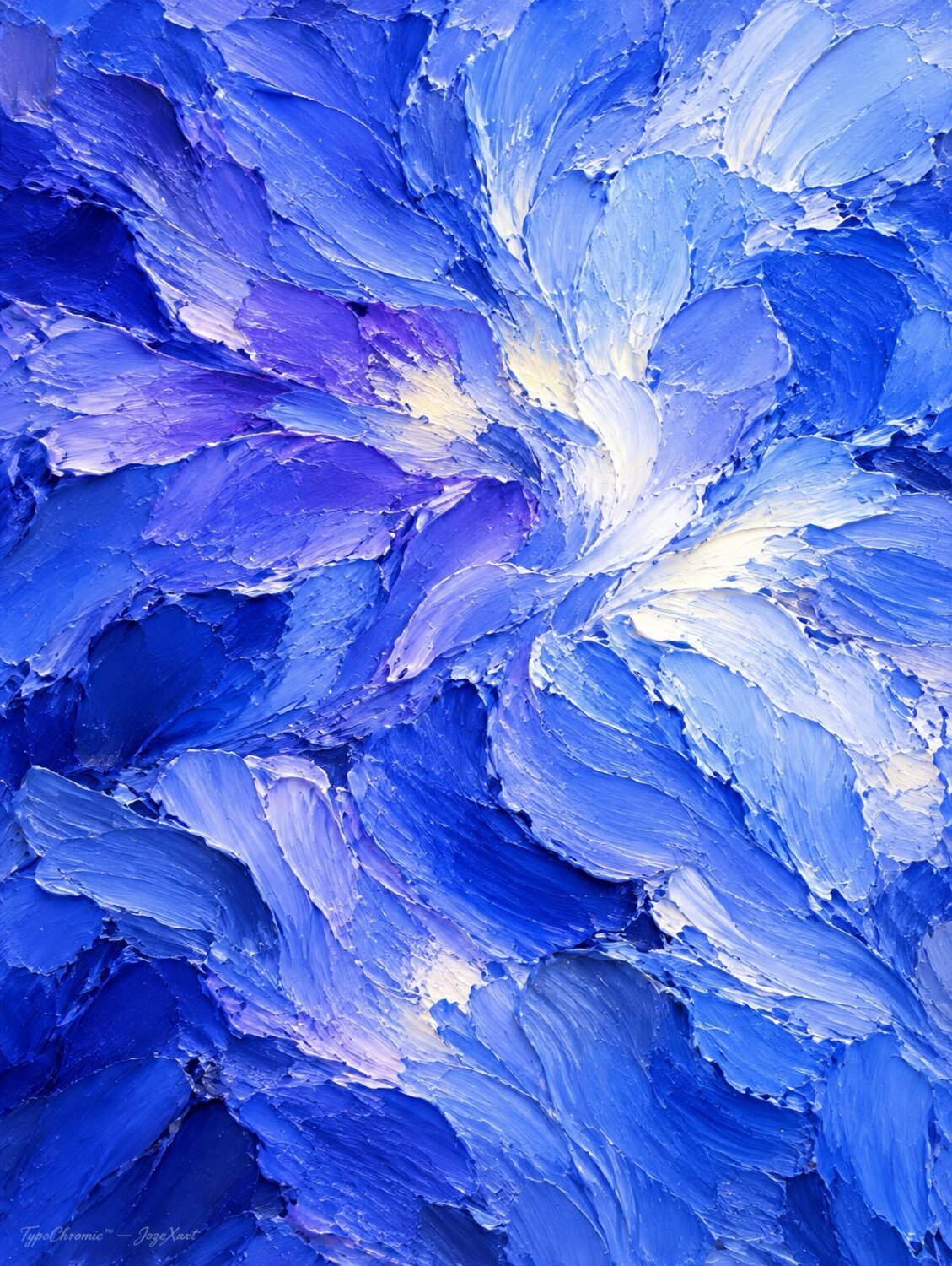 Blue Delphinium — Invisible Bloom TypoChromic™ — JozeXart Original painting for sale