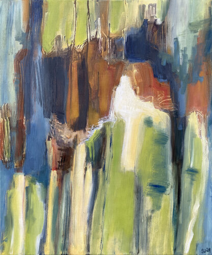 Tæt på siv og sø 2 (Close to reeds and lake 2) by Stine Lindborg, Painting for Sale on Select