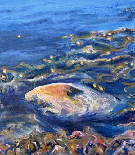 Sten i vandkant (Stone at the water's edge) von Stine Lindborg, Malerei kaufen auf Select