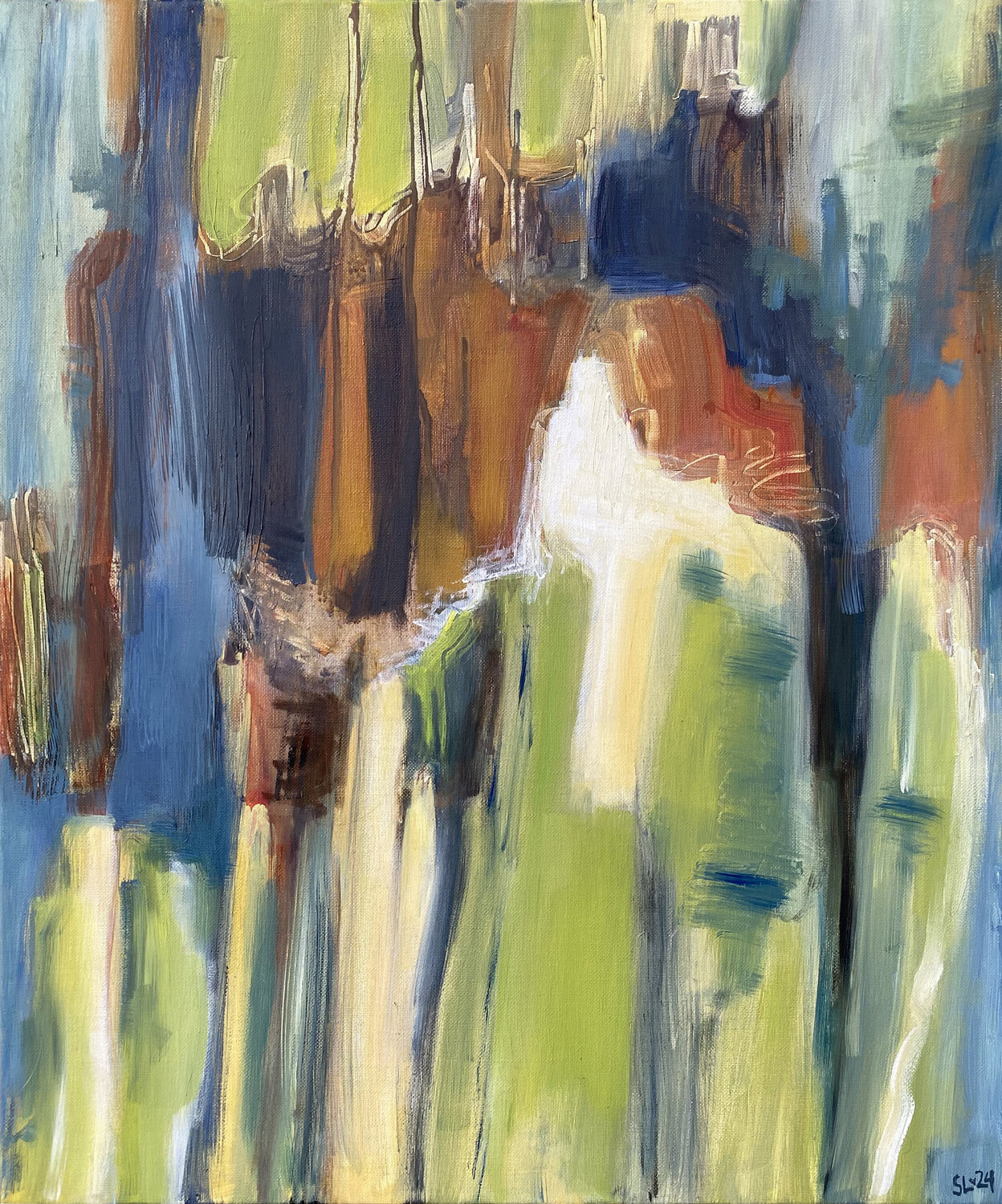 Tæt på siv og sø 2 (Close to reeds and lake 2) Stine Lindborg Original painting for sale