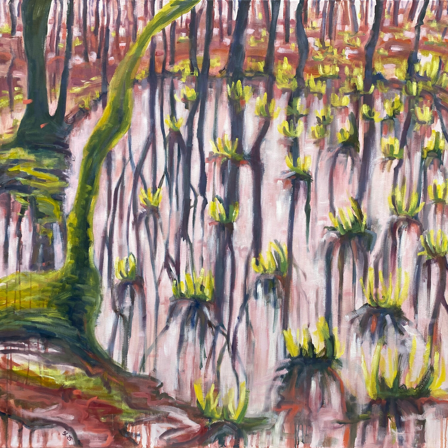 I skoven 6 (In the forest 6) Stine Lindborg Original painting for sale