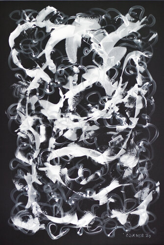 Black And White Abstract No. 4 by Gina Vor, Painting for Sale on Select