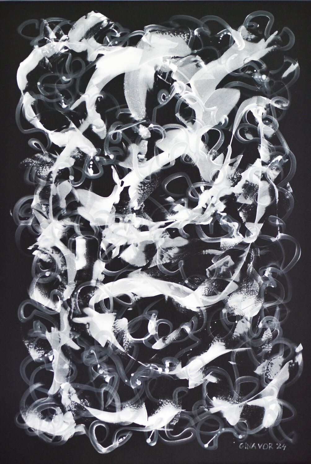 Black And White Abstract No. 4 Gina Vor Original painting for sale