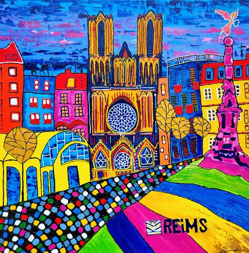 Reims en couleurs von Elena Lanceleux, Malerei kaufen auf Select