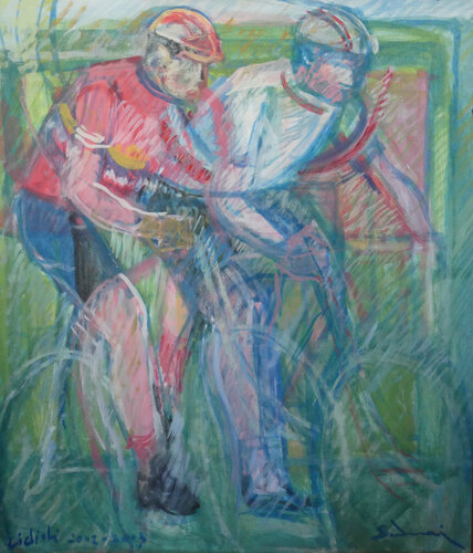 Ciclisti by Daniel Schinasi, Painting for Sale on Select