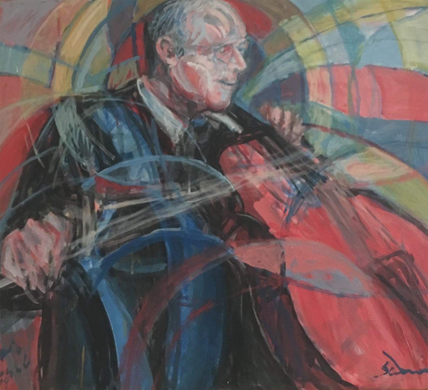 Omaggio a Rostropovich Daniel Schinasi Original painting for sale