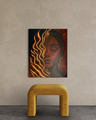Glow of Silence – aus meiner Serie FEUER by Qudsia Musrat Albaum, Painting for Sale on Select