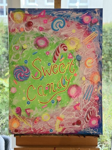 Sweet Candy - Mit ‚Sweet Candy‘ schenke ich einen kalorienfreien Genussmoment voller Lebensfreude. by Qudsia Musrat Albaum, Painting for Sale on Select