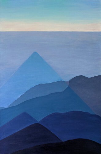Blue Light - Pyramidal Reflection by Livia-Doina Stanciu, Painting for Sale on Select