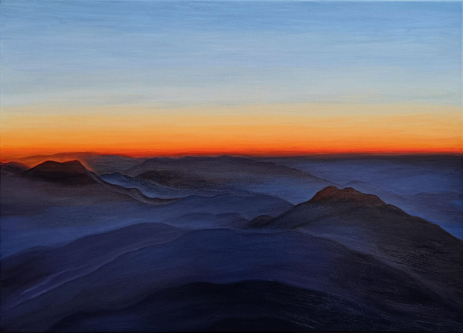 Orange light (over a purple landscape) Livia-Doina Stanciu Original painting for sale