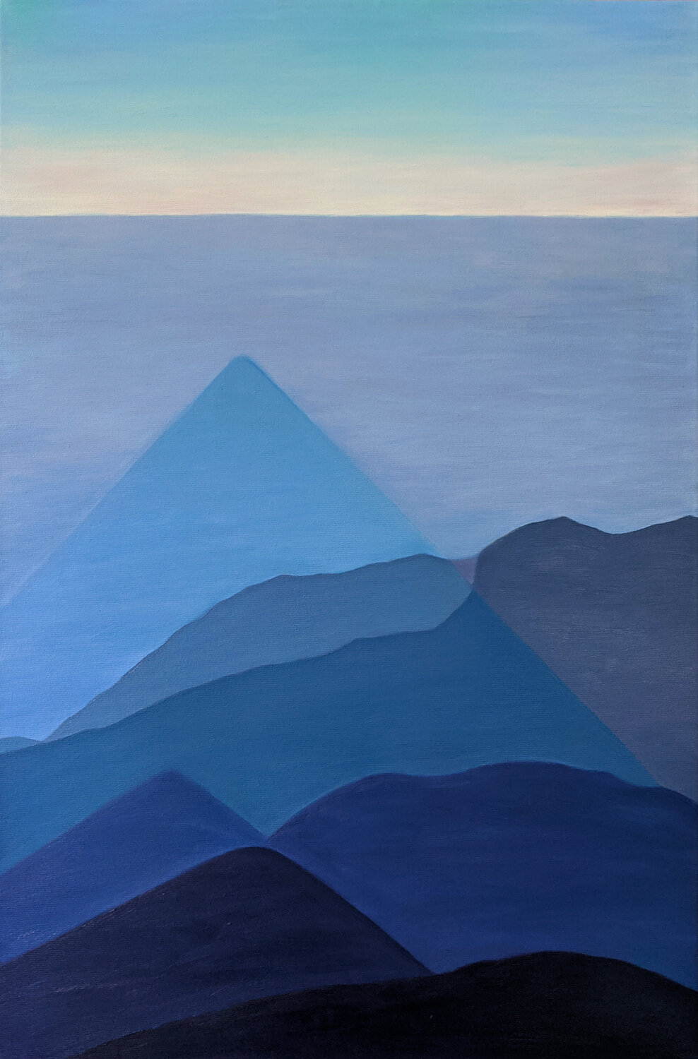 Blue Light - Pyramidal Reflection Livia-Doina Stanciu Original painting for sale