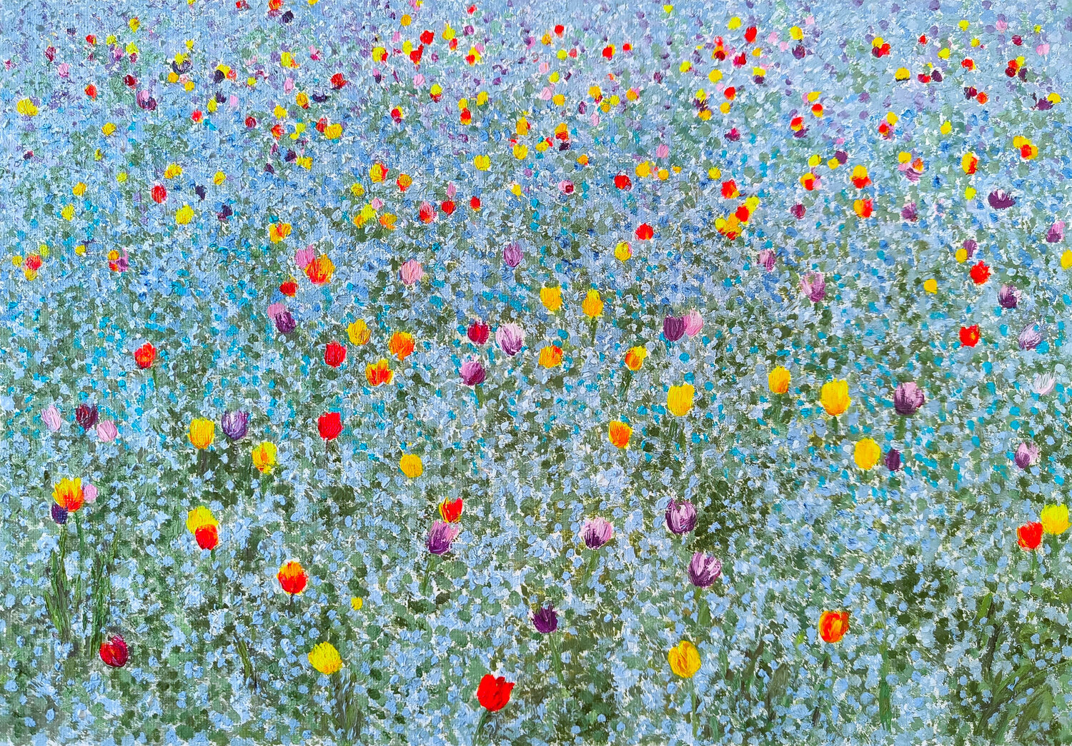 The meadow became colorful Livia-Doina Stanciu Original painting for sale