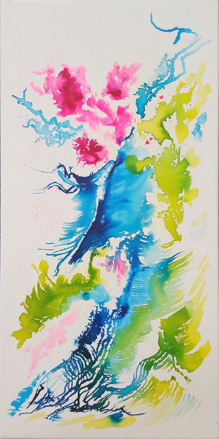 Fleur d'encre 2 Hélène Zenatti Original painting for sale