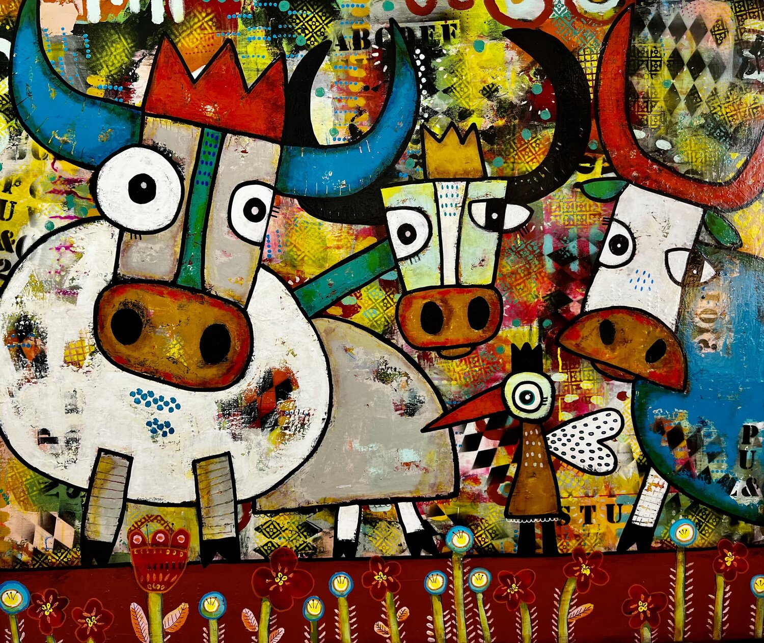 BONHEUR A LA CAMPAGNE KARTONIK Original painting for sale