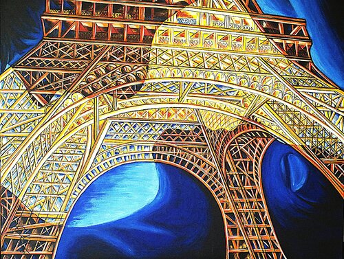 Rendezvouz unterm Eiffelturm - Paris by Rainer Englisch, Painting for Sale on Select