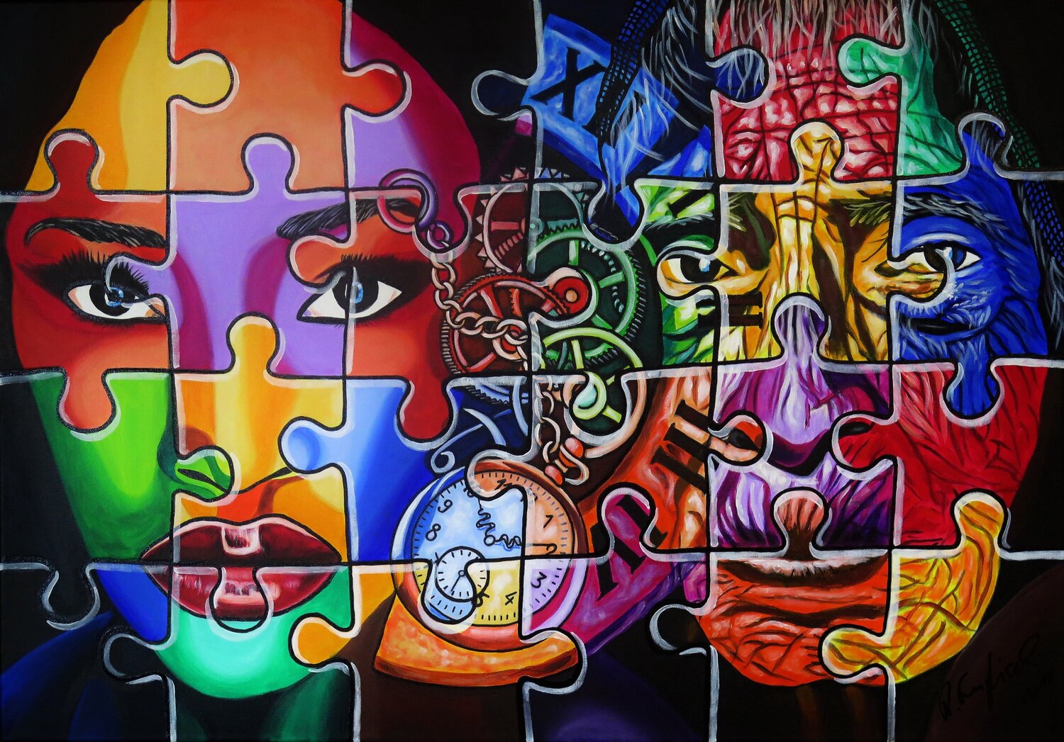 The Puzzle of Aging Rainer Englisch Original painting for sale
