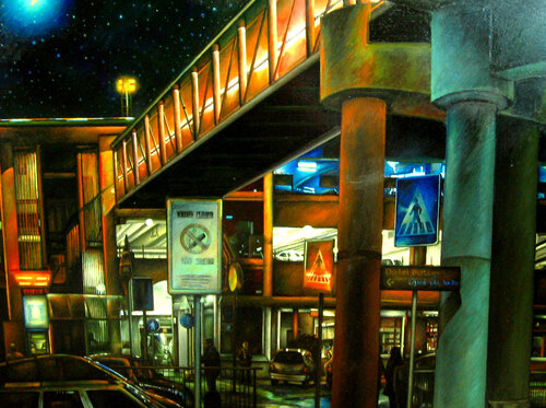 Airport Night by Paolo Cristiani, Painting for Sale on Select