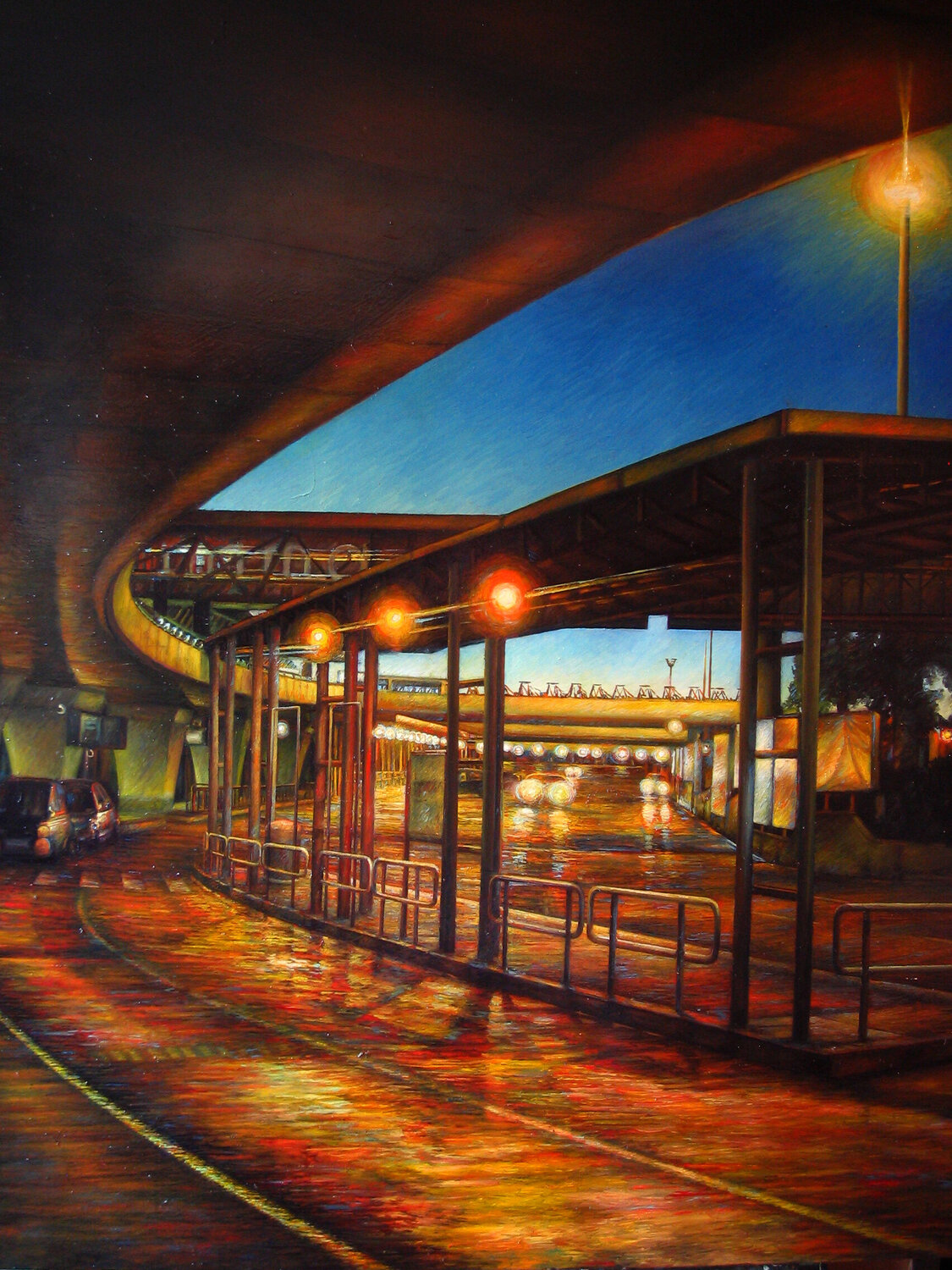Airport sunrise - Roma Paolo Cristiani Original painting for sale