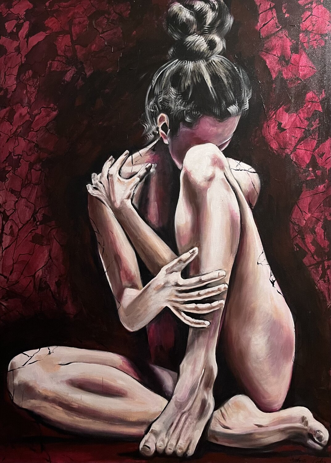 Crimson Embrace Sylvia Cohen Original painting for sale