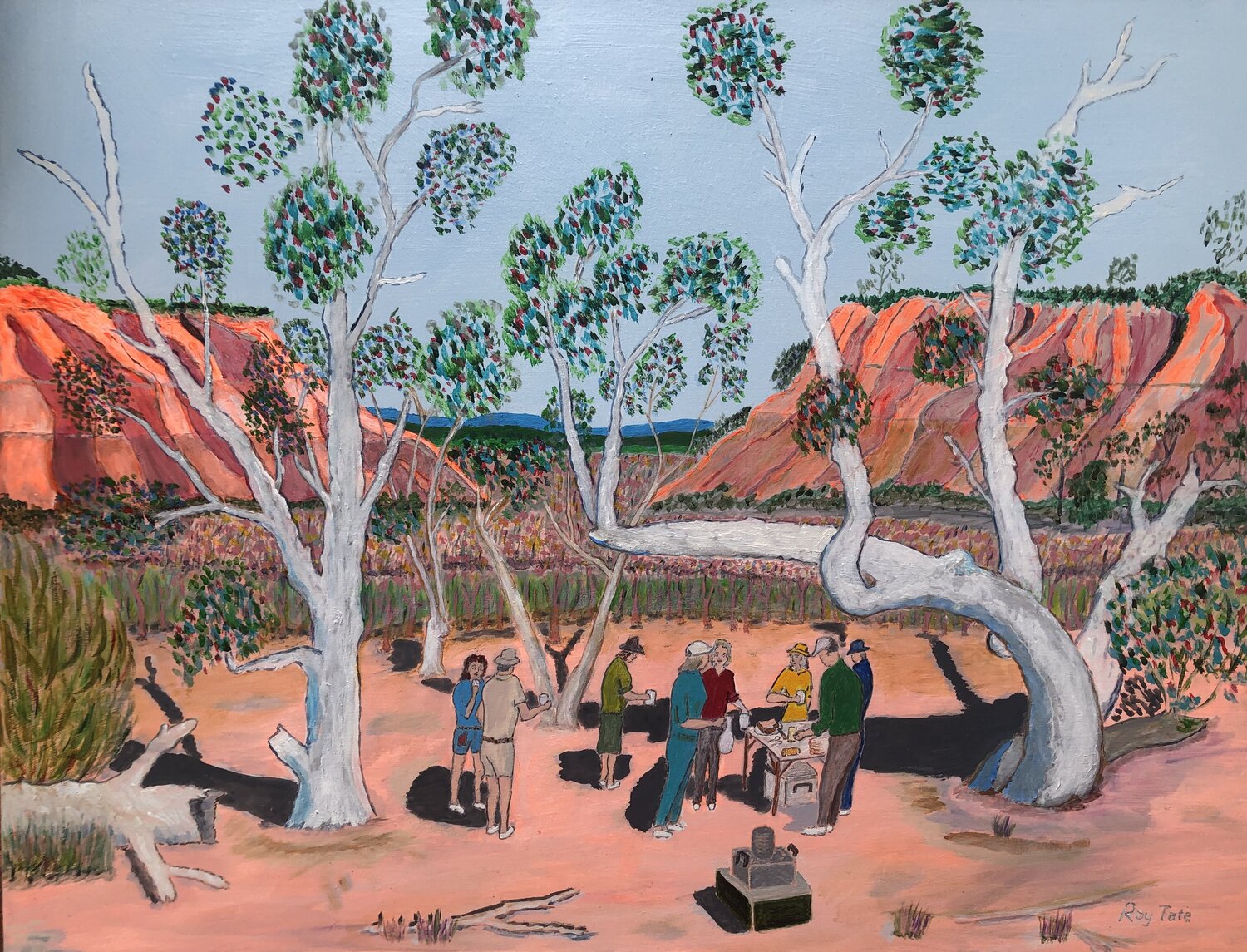 Morning Tea in the Outback Roy Tate Original painting for sale