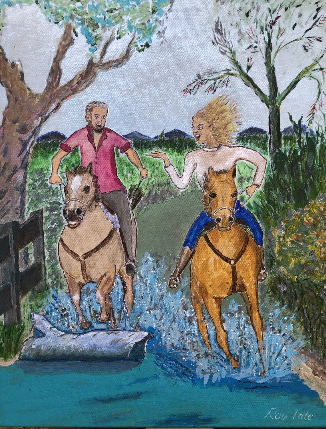 Sibling Rivalry Roy Tate Original painting for sale