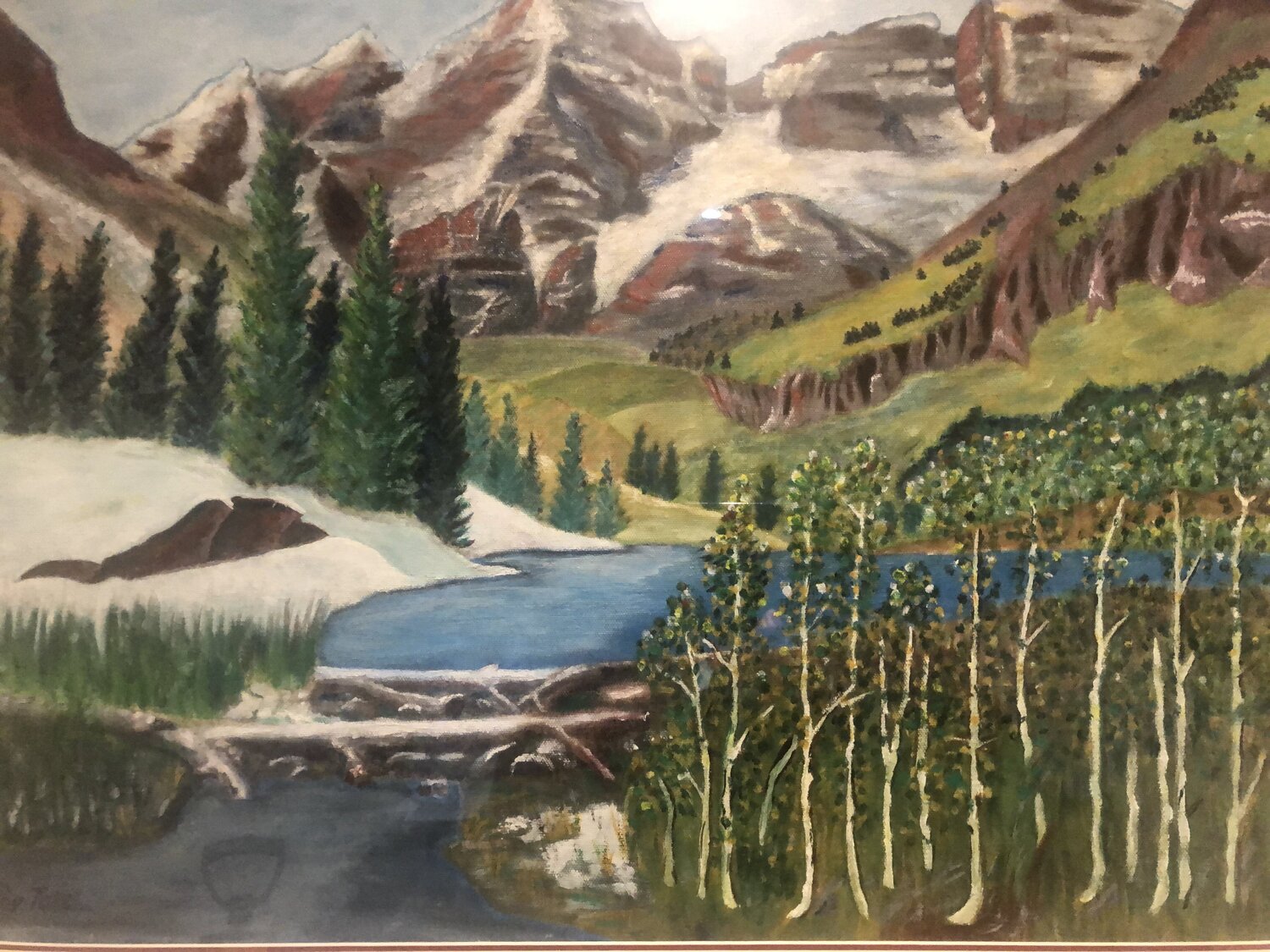 First Snow Maroon Bells Roy Tate Original painting for sale
