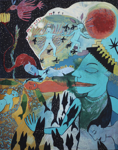 Begegnung, 3 Welten by Julia Brömsel, Painting for Sale on Select