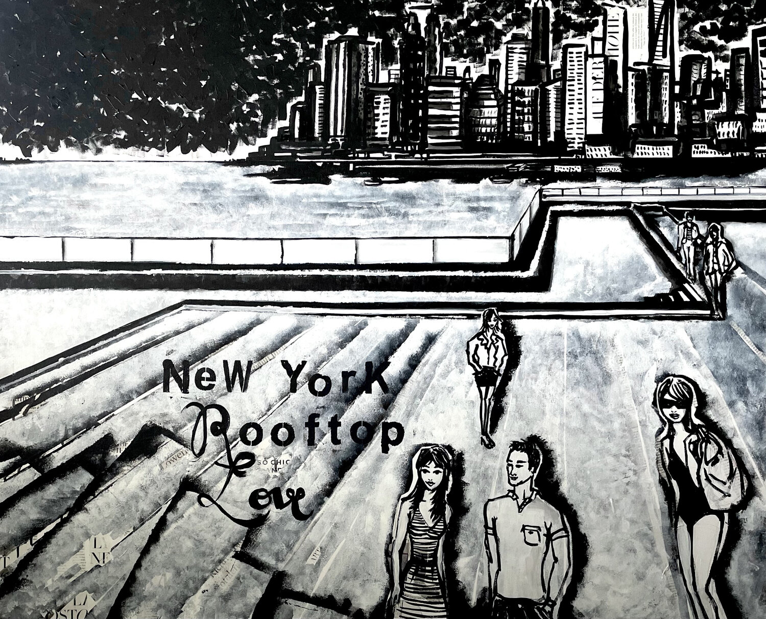 New York Rooftop Love Bianca Fels Original painting for sale