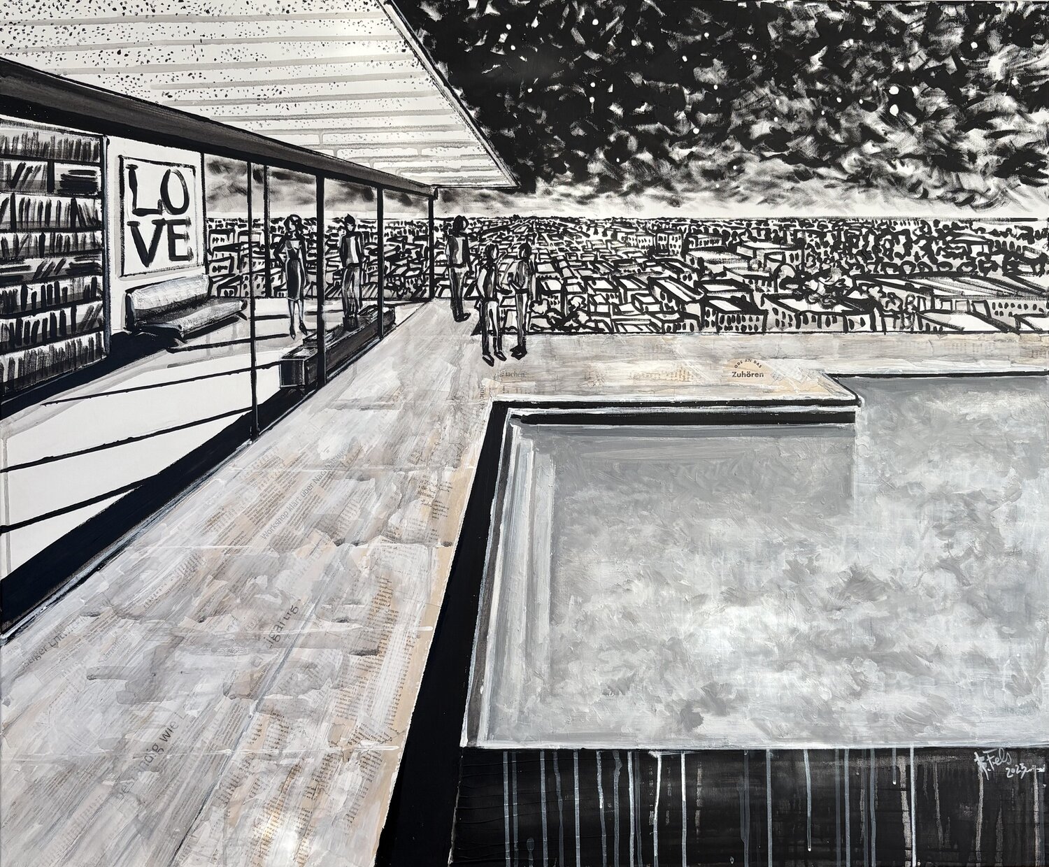 Stahl House Bianca Fels Original painting for sale
