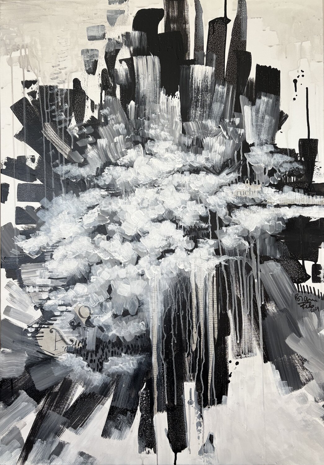 Black & White Heaven A & O Bianca Fels Original painting for sale