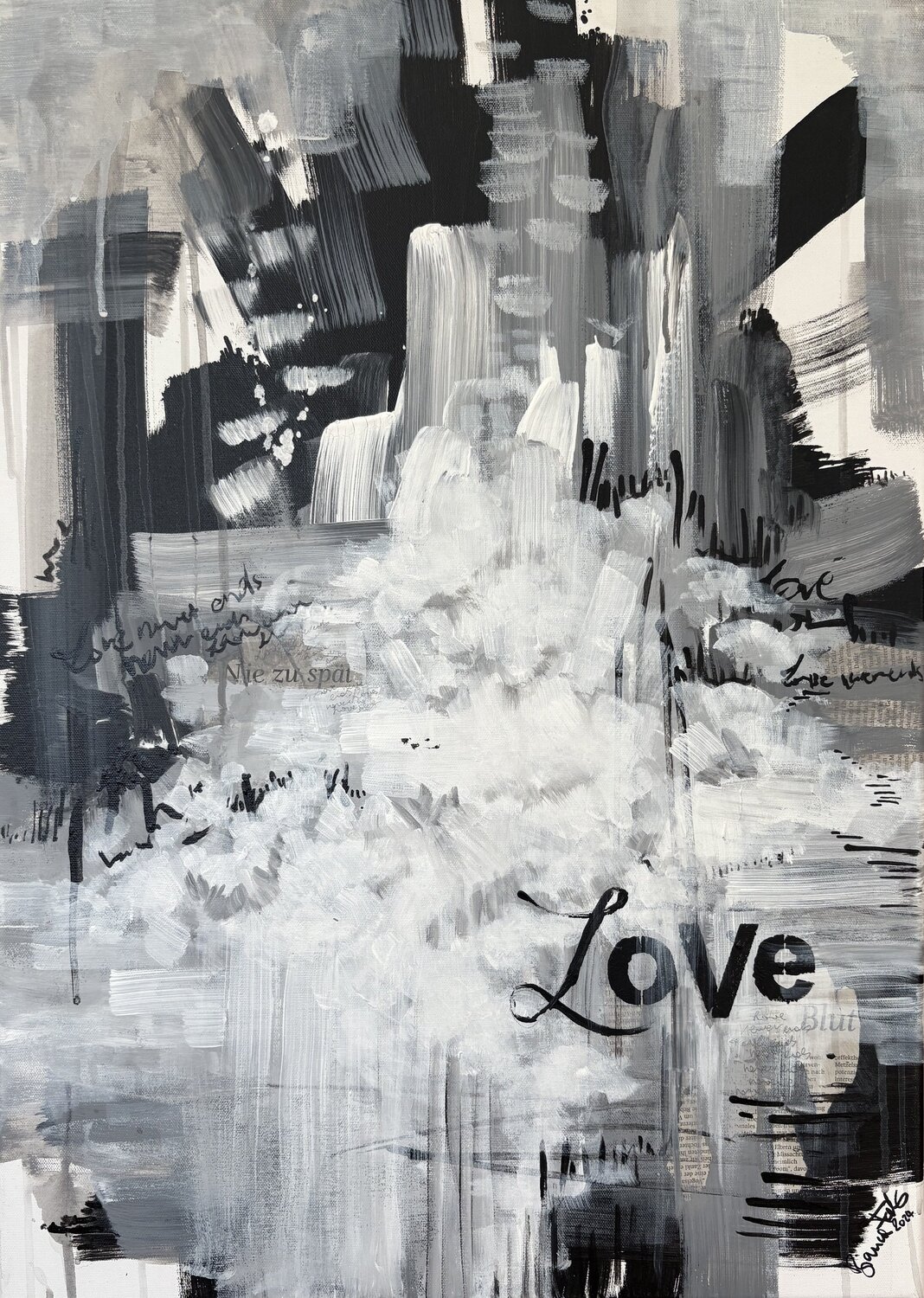 Black & White Heaven LOVE Bianca Fels Original painting for sale