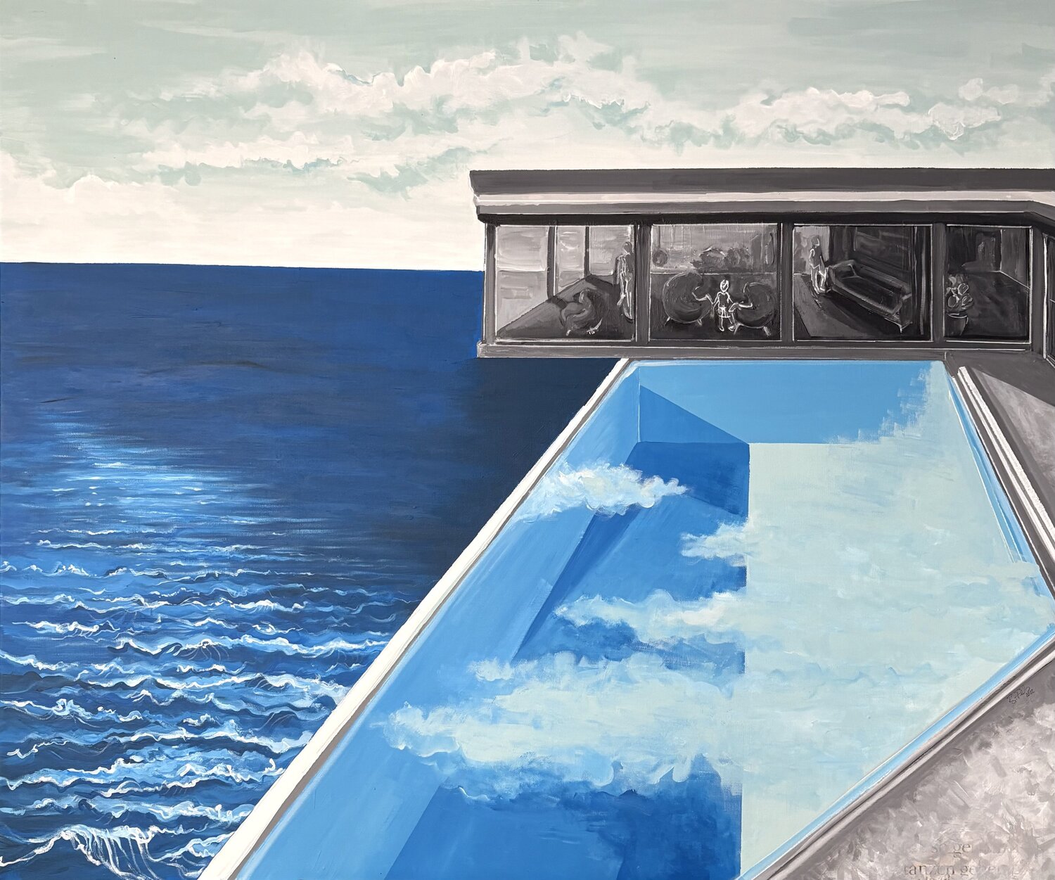 Seaside House Bianca Fels Original painting for sale